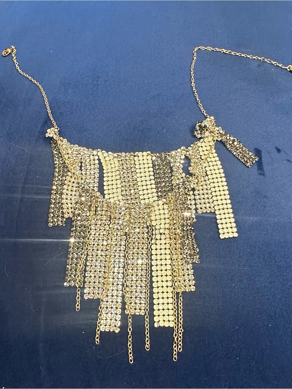 Swarovski Necklace Silver Tone 42cm Double Chain Formal Party Fringe Statement - Picture 2 of 2